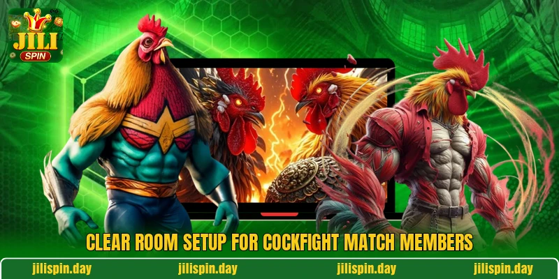 Clear room setup for cockfight match members Clear room setup for cockfight match members