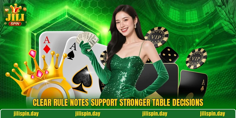 Clear rule notes support stronger table decisions Clear rule notes support stronger table decisions