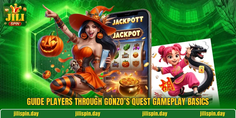 Guide players through Gonzo’s Quest gameplay basics Guide players through Gonzo’s Quest gameplay basics