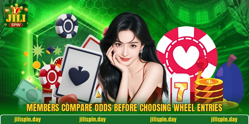 Members compare odds before choosing wheel entries