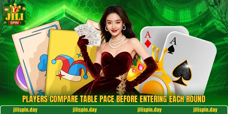 Players compare table pace before entering each round Players compare table pace before entering each round