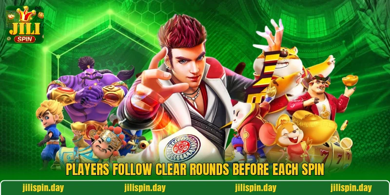 Players follow clear rounds before each spin