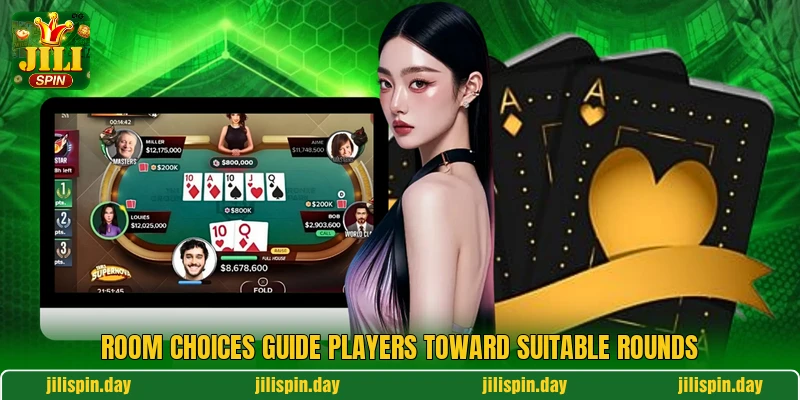 Room choices guide players toward suitable rounds Room choices guide players toward suitable rounds