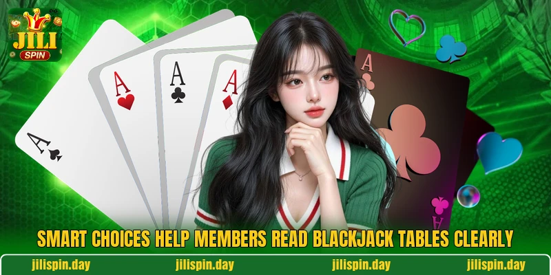 Smart choices help members read blackjack tables clearly